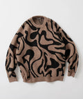 All-over Pattern Double Jacquard Knit Crew Neck Pullover / Relaxed Fit