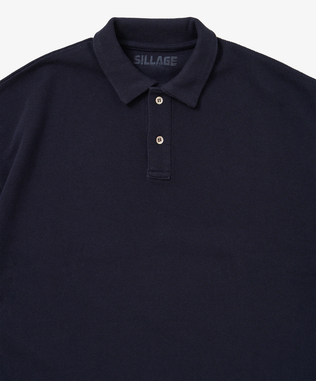 twisted pique polo navy