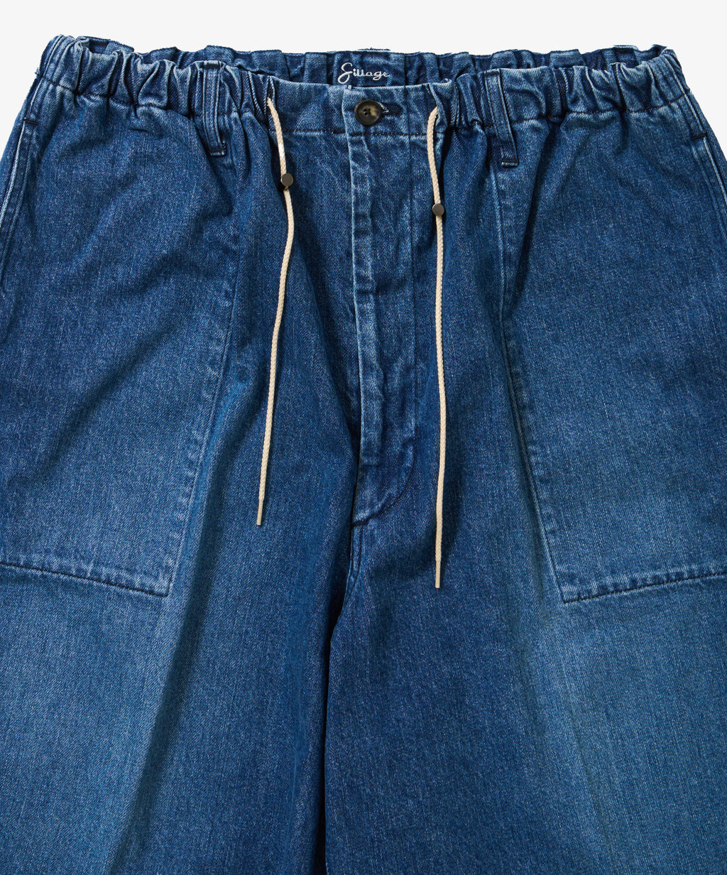 circular fatigue shorts denim damaged