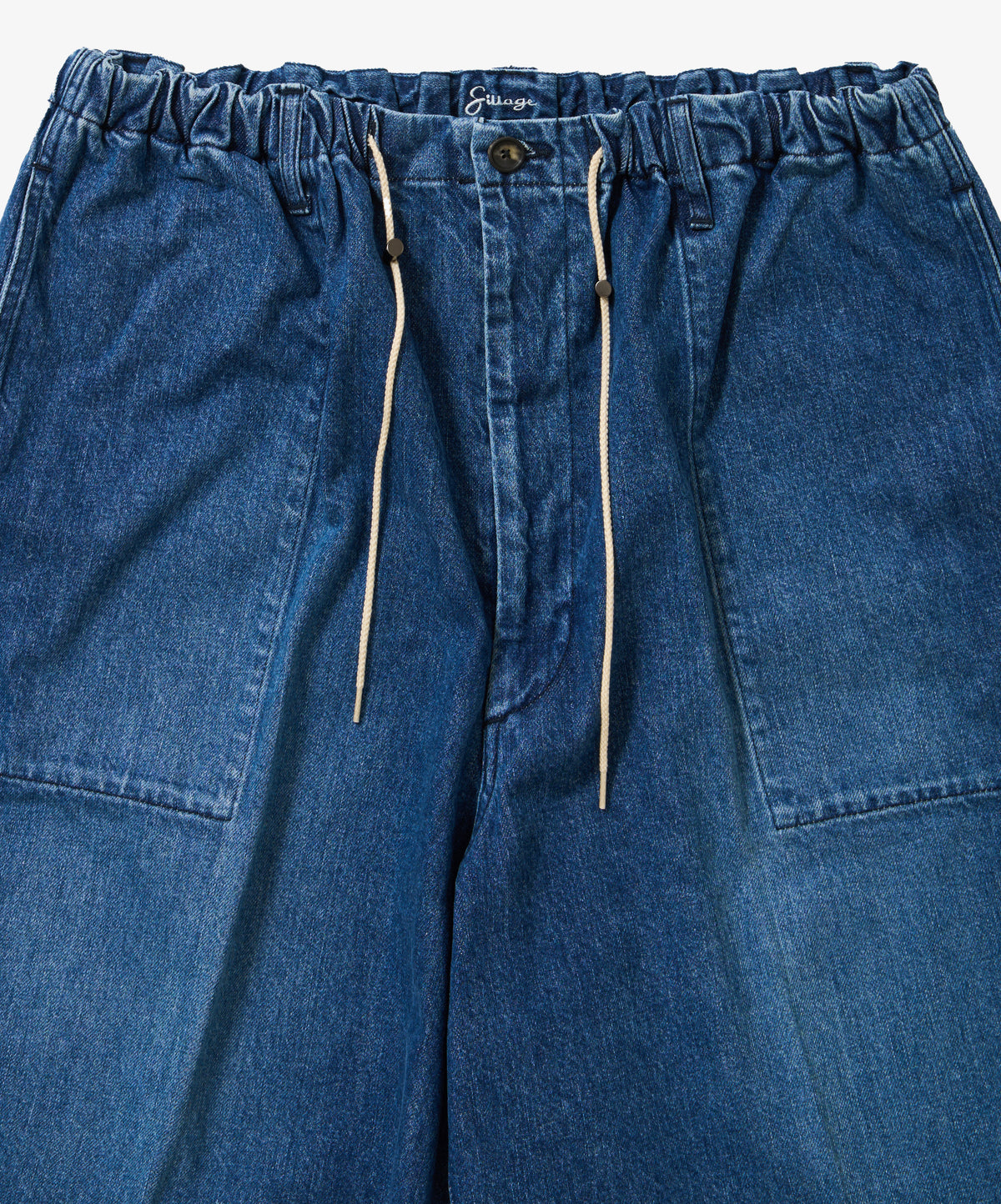 circular fatigue shorts denim damaged
