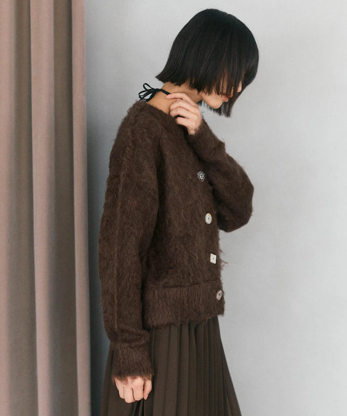 Variation Button Shaggy Knit Cardigan