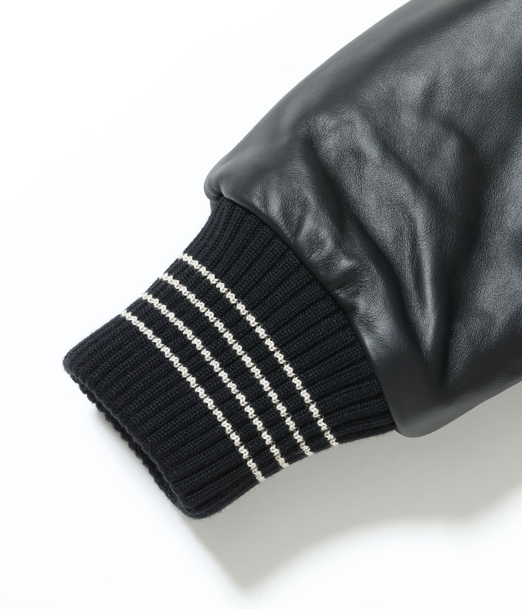 30oz. WOOL MELTON AWARD JACKET “MAVERICKS” (BLACK)