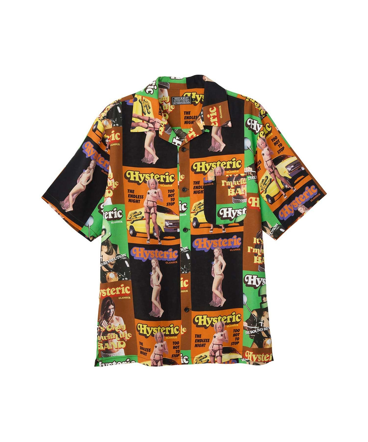 HG Magazine Pattern Open Collar Shirt