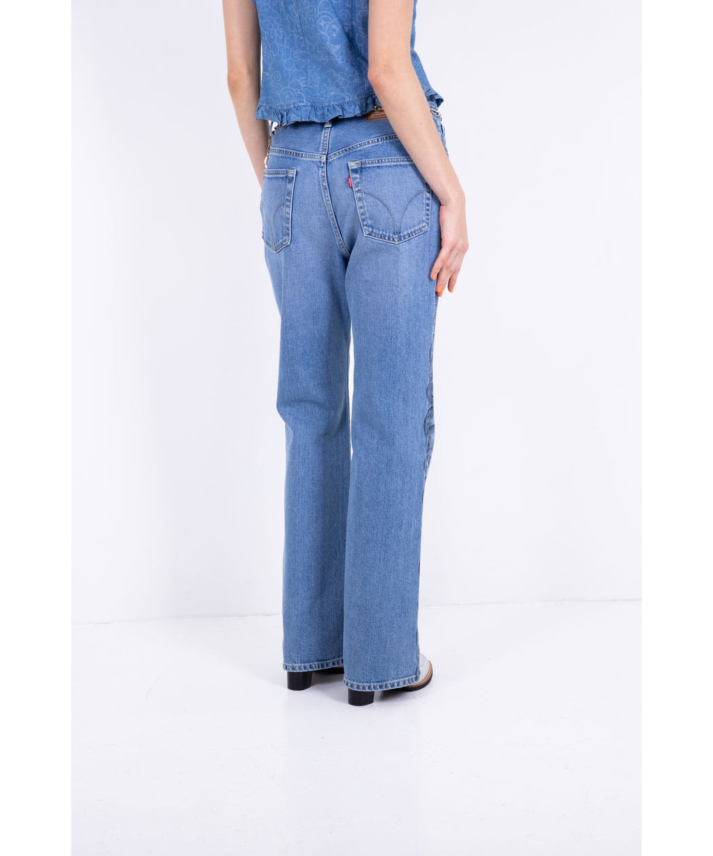 Snake Loop Denim Flare Pants