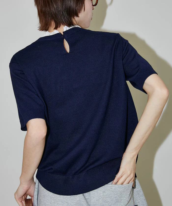 Lace Docking Short Sleeve Knit Top Limited Edition