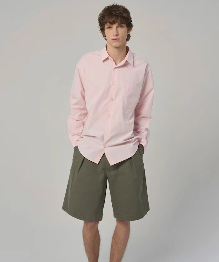 Nuance Color Oversized Regular Collar Long Sleeve Shirt