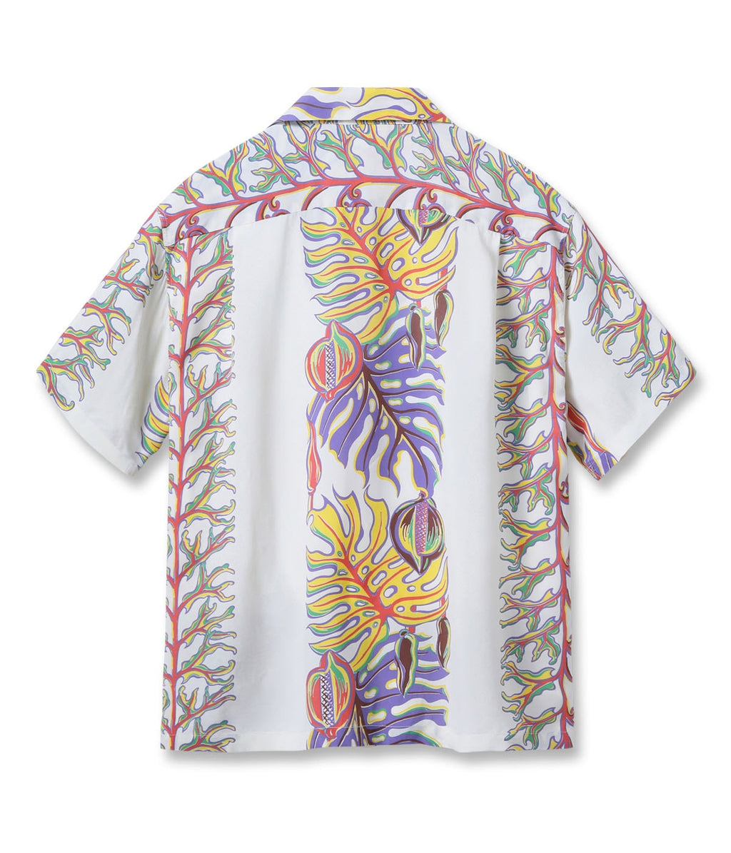 Rayon Hawaiian Shirt Monstera Border