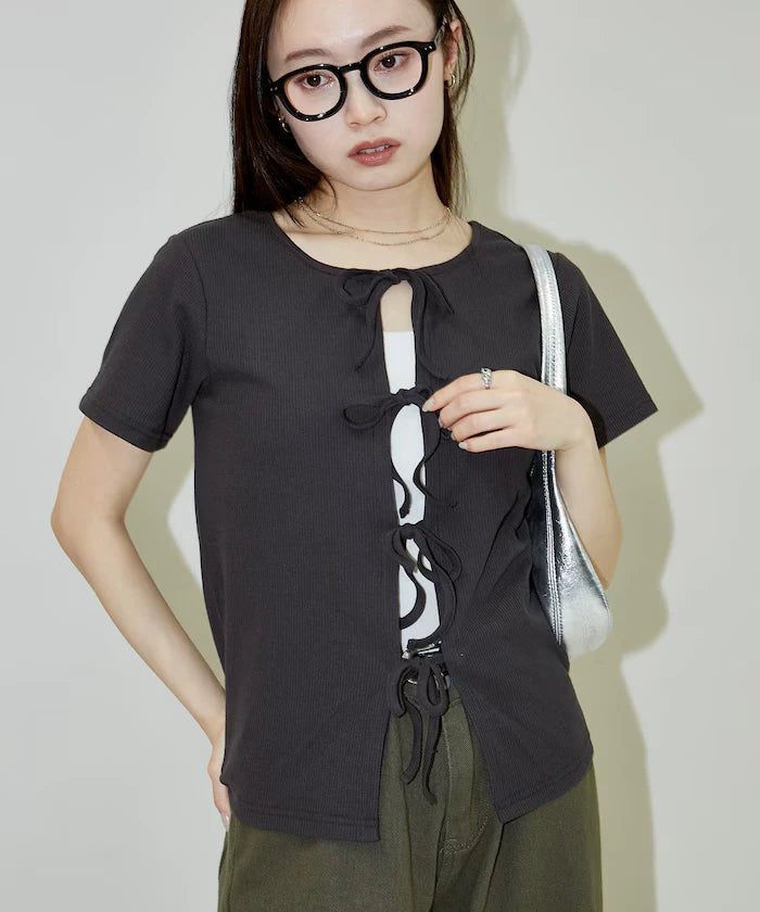 Light Waffle 2WAY Ribbon Cardigan Limited Edition