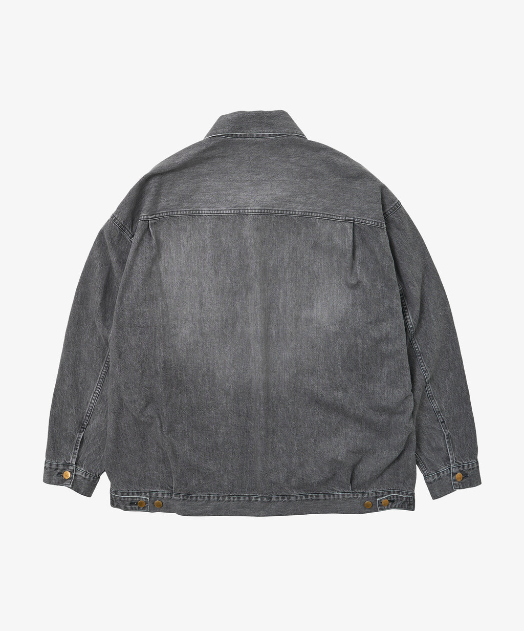 trucker jacket black denim bleached