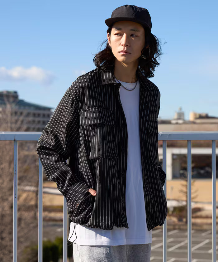 Spindle Stripe Shirt Jacket / Suitable for Setup