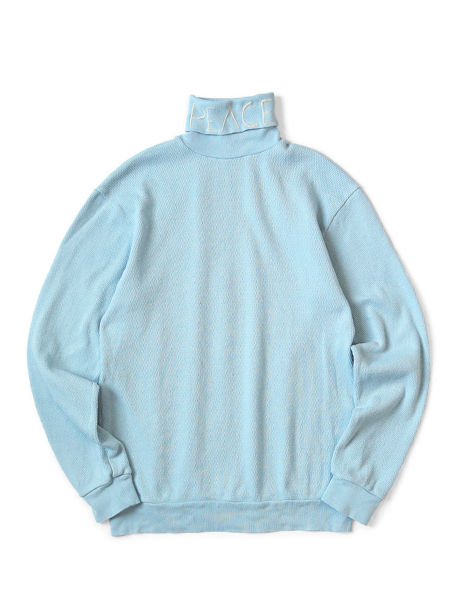 Waffle Jersey High Neck Long T (PEACE Embroidery)