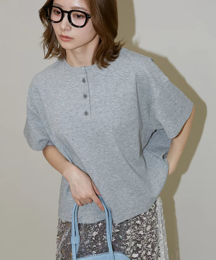 <contact cool> Cool Ponte Henry Neck T-Shirt Limited Release