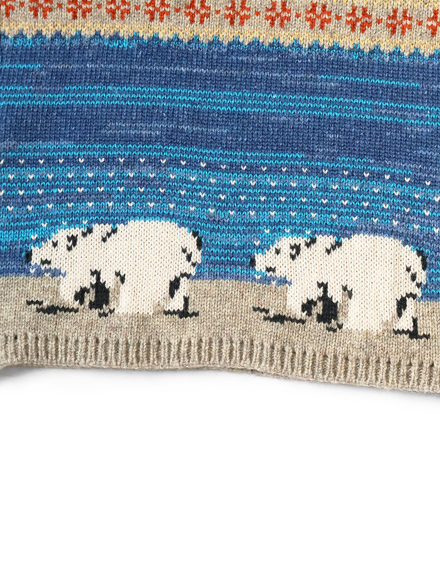 5G Wool Polar Bear High Neck Bib Poncho