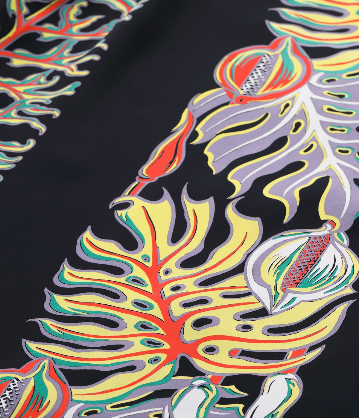 Rayon Hawaiian Shirt Monstera Border