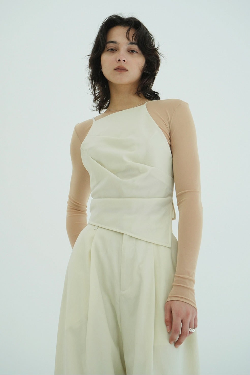 WOOL NYLON TUCK DRAPE CAMISOLE