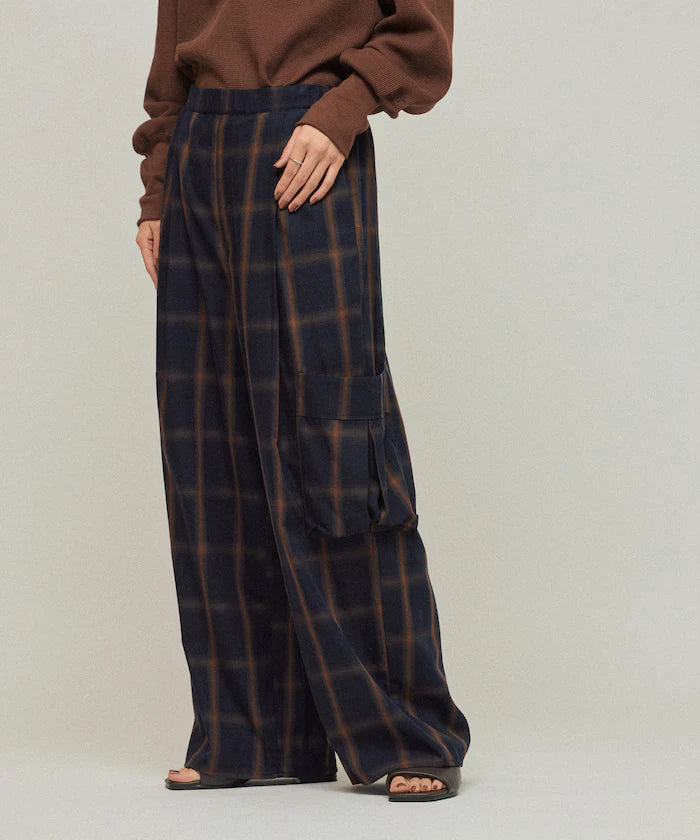 Ombre Check Easy Pants / Patch Pocket Wide Easy Pants