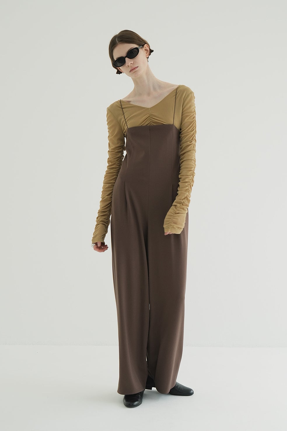 W TULLE SHIRRING TOPS
