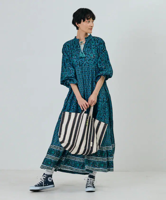 India Flower Print 4-Tiered Dress