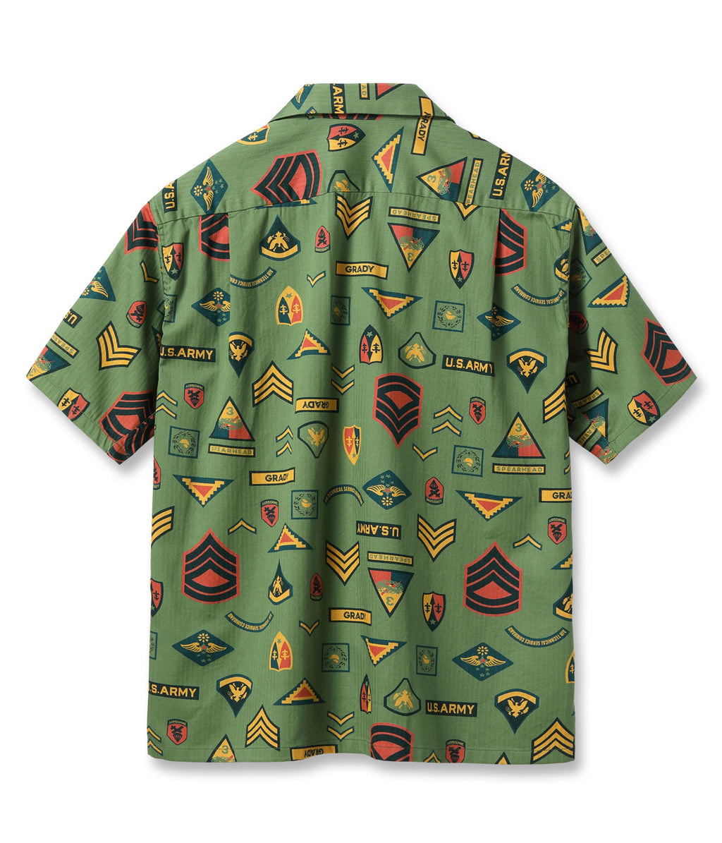 Cotton Herringbone Hawaiian Shirt "Insignia Of Army"