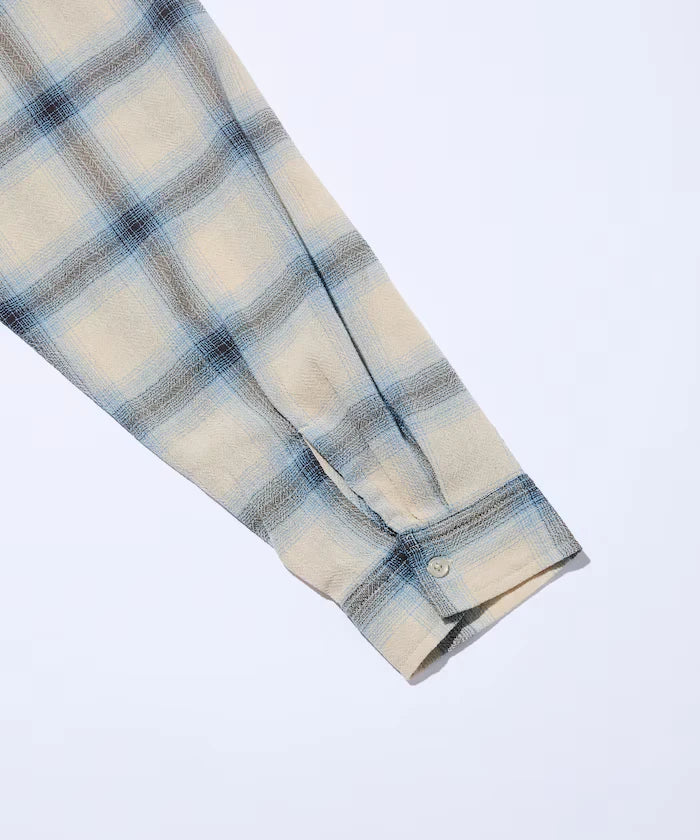Relaxed Fit Sheer Ombre Check Open Collar Shirt