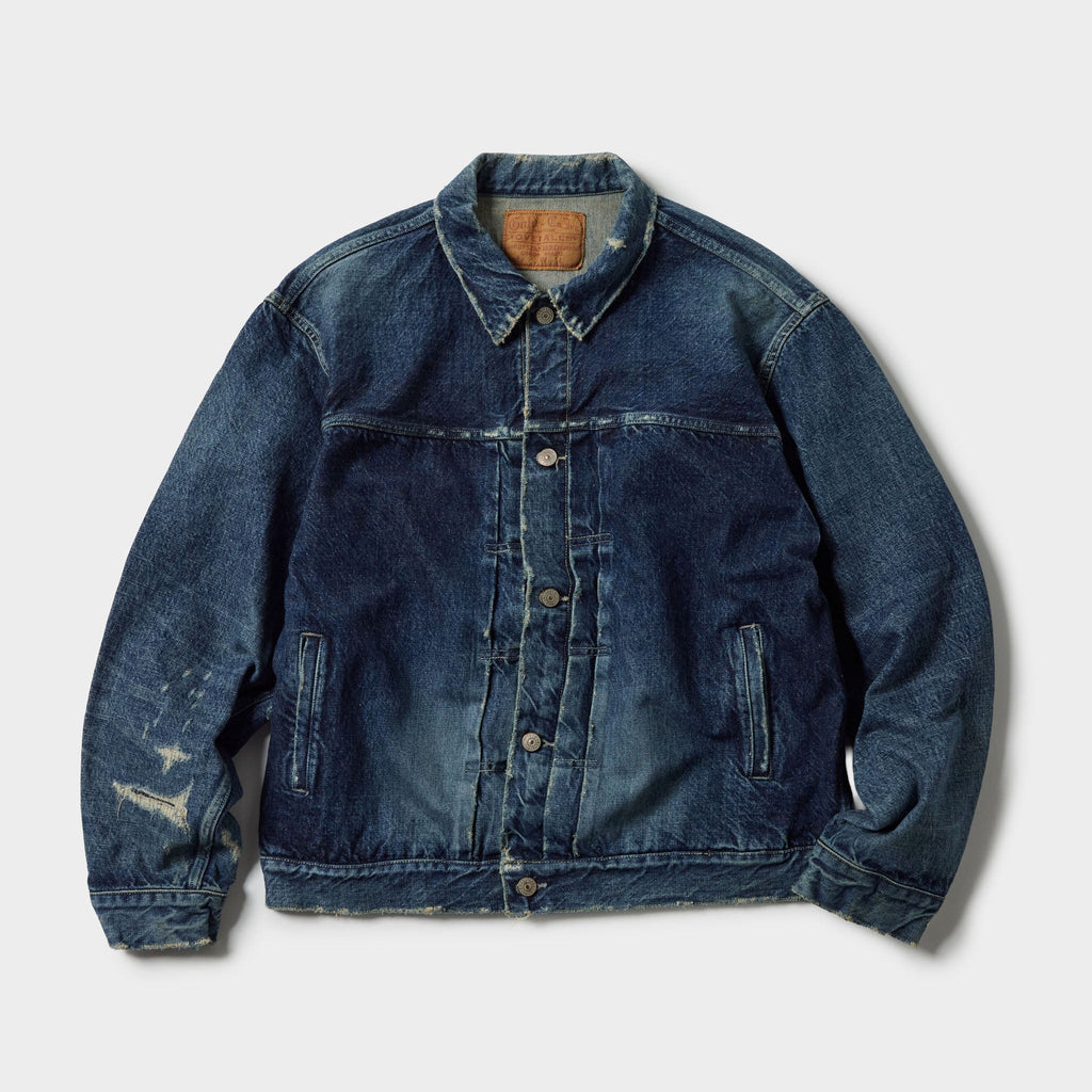 Recycled Waste Suvin Cotton Yarn 14oz. Denim Jacket Vintage Washed