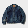 Recycled Waste Suvin Cotton Yarn 14oz. Denim Jacket Vintage Washed