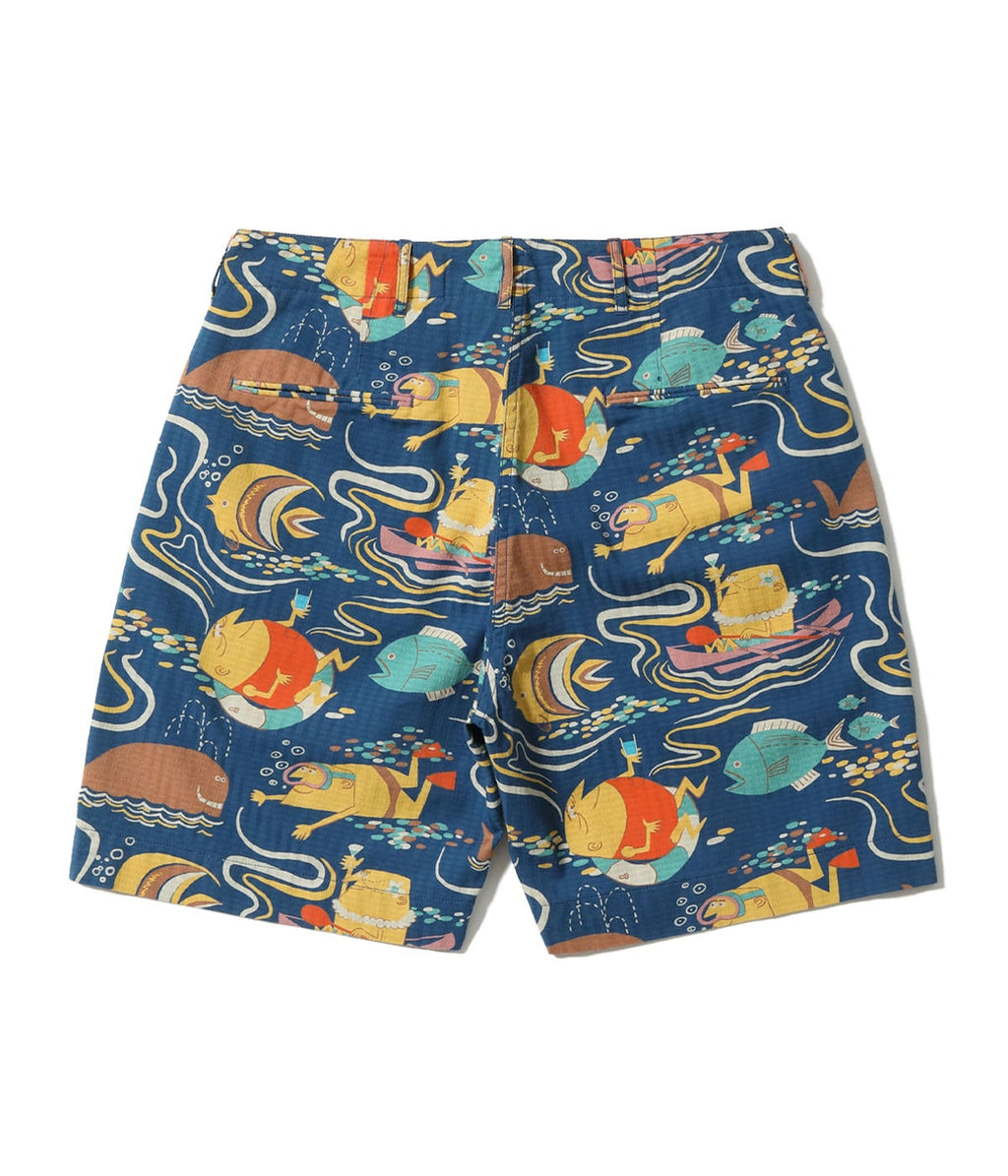 Dobby Cotton Shorts "Ocean Activities" by Ryohei Yanagihara with Mookie