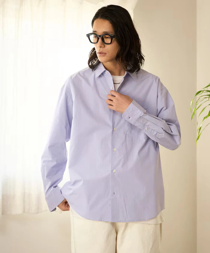 Nuance Color Oversized Regular Collar Long Sleeve Shirt