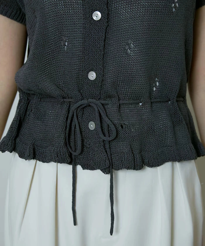 Linen Touch Eyelet Knit Cardigan Limited Edition