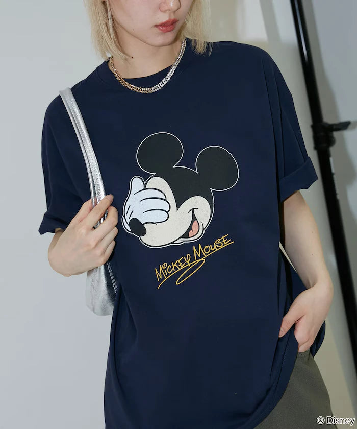 <Functional Material>Mickey Mouse Face T-Shirt Limited Edition