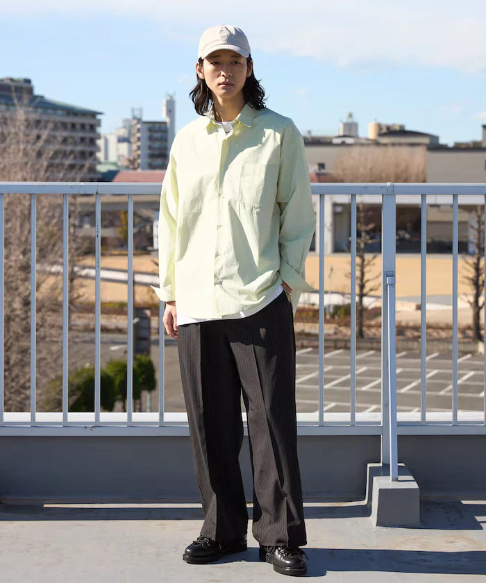 Nuance Color Oversized Regular Collar Long Sleeve Shirt