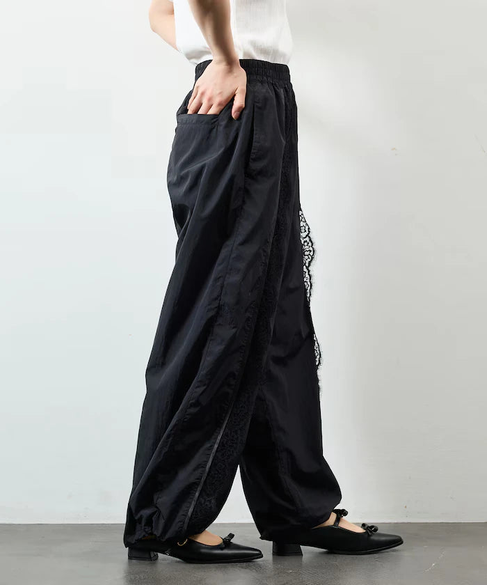 Nylon Lace Easy Wide Pants