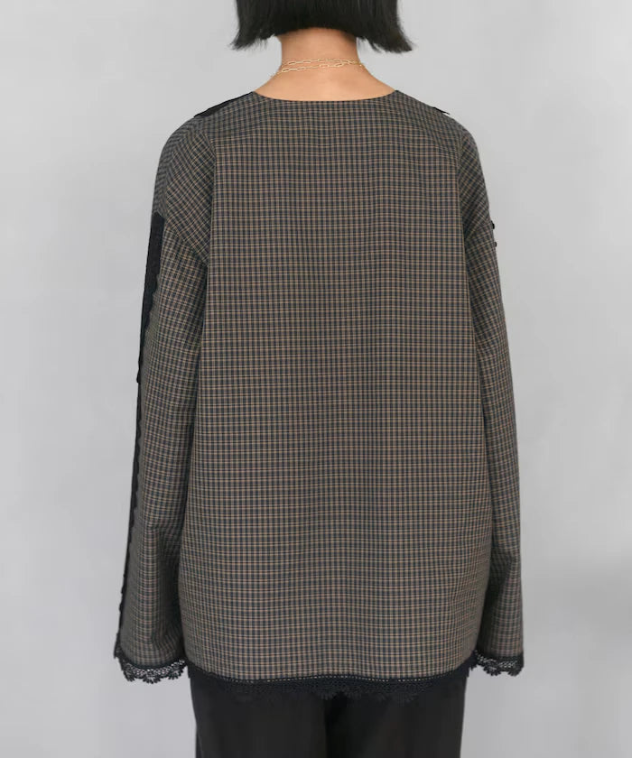 Lace Panel V-Neck Shirt