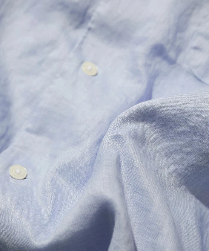 Linen Open Collar Short Sleeve Shirt