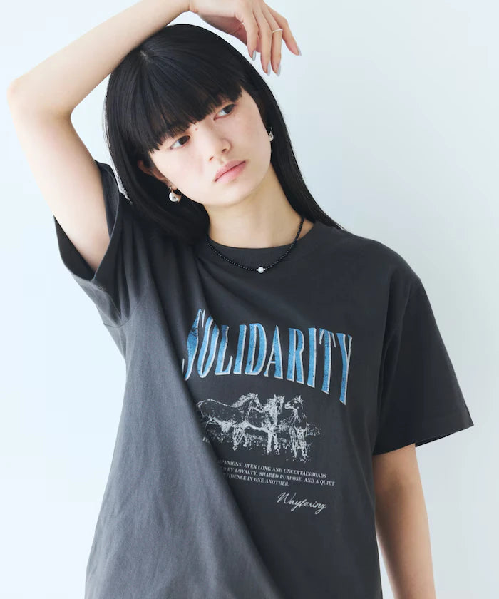 Comfortable Logo Horse Print Crew Neck T-Shirt