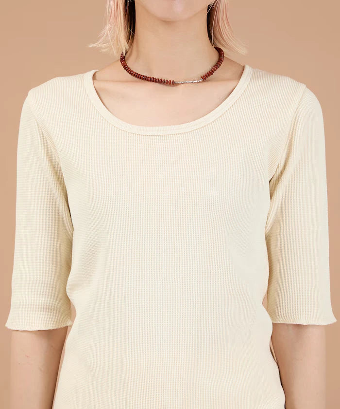 Ribbon Tied 2WAY Waffle 5 Sleeve T-Shirt