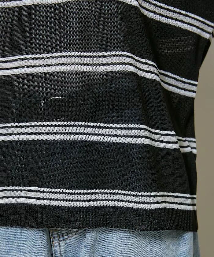 Sheer Border Short Sleeve Polo Summer Knit Limited Release