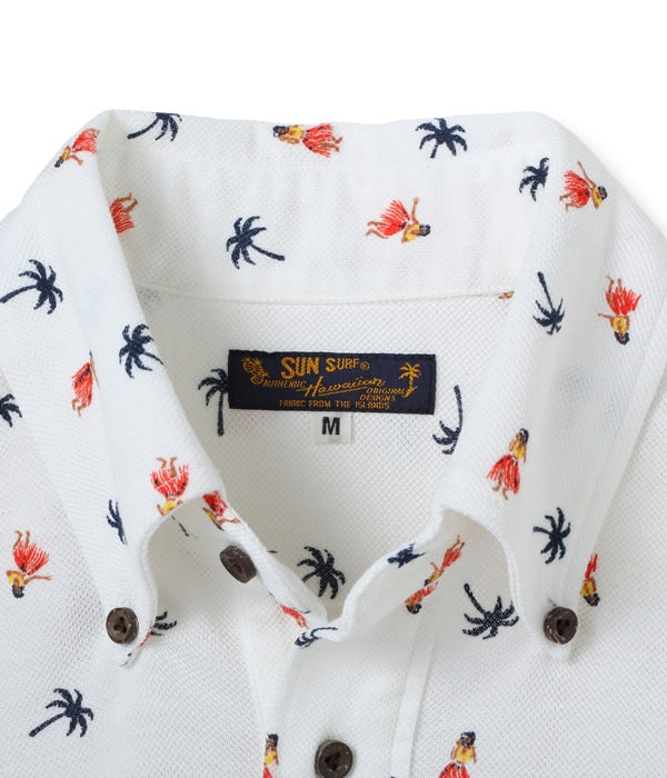 COOLMAX® PULLOVER BUTTON DOWN SHIRT “HULA & PALM TREE”