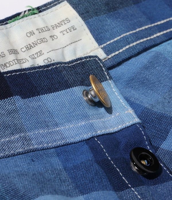 10oz. INDIGO GRADATION CHECK WORK PANTS