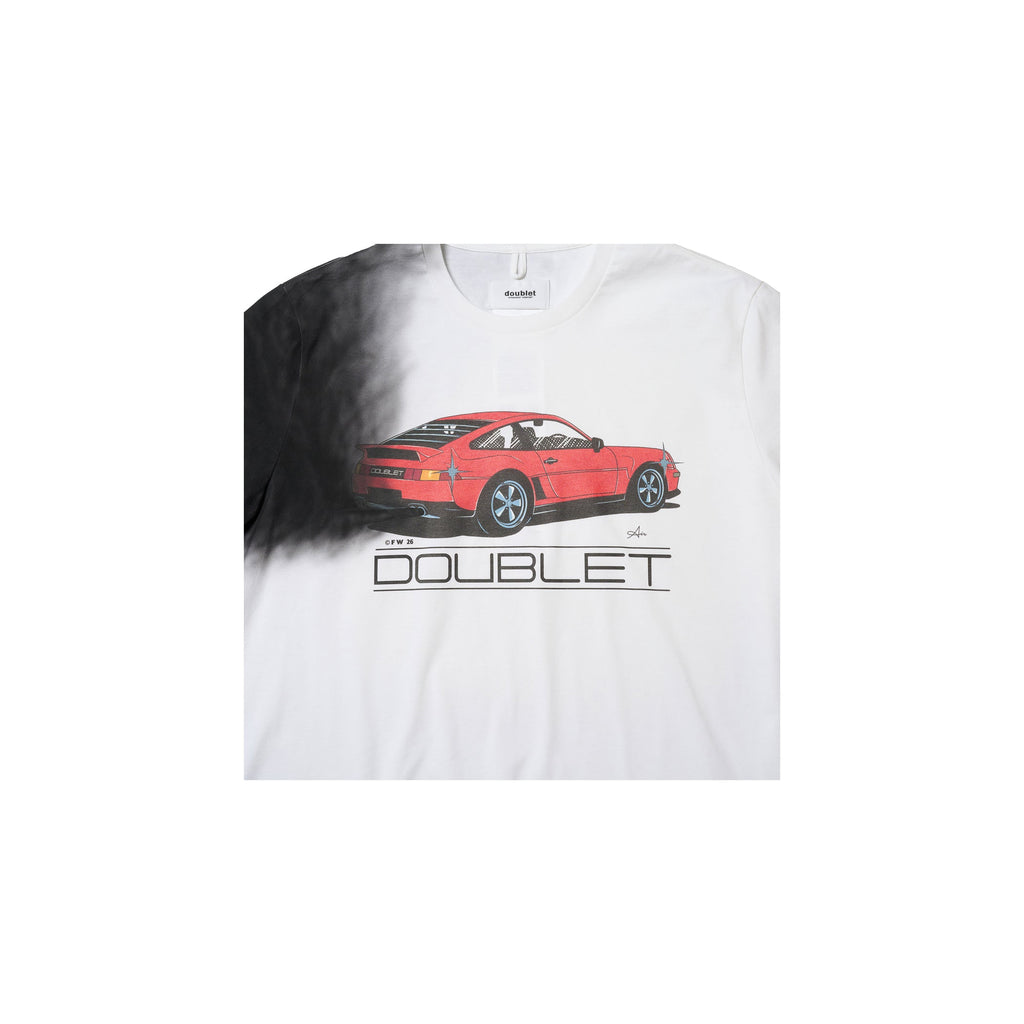 EXHAUST STAINED T-SHIRT : WHITE
