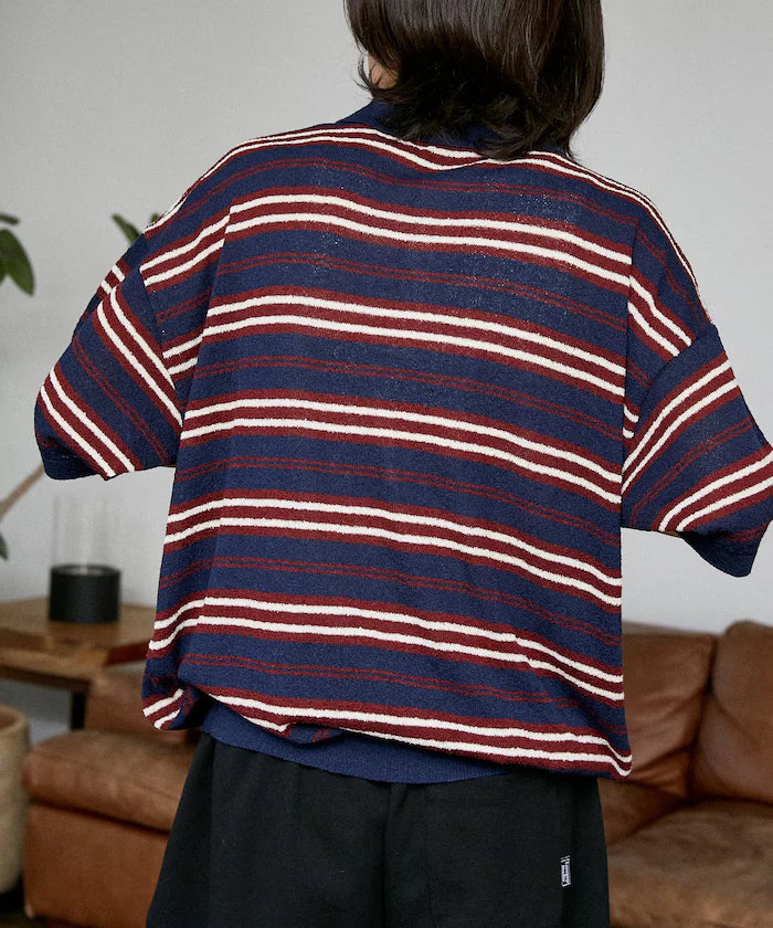 LOVE POP STUDIO Border Knit Polo Shirt Limited Edition
