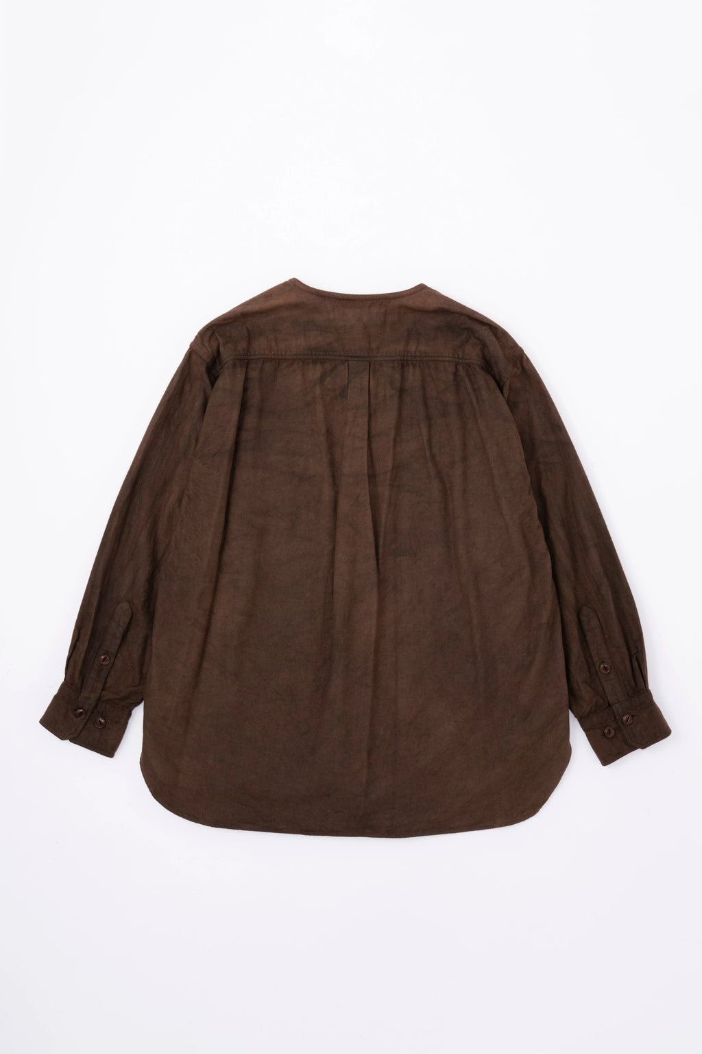 BRUSHED COTTON COLLARLESS SHIRT