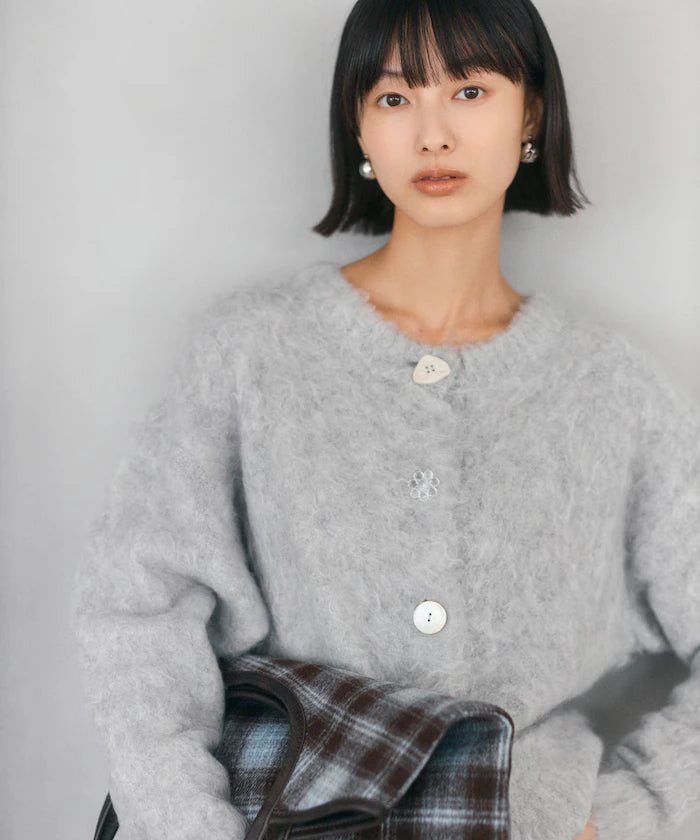 Variation Button Shaggy Knit Cardigan