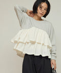 Organic Cotton Docking Frill Sweat / Relaxed Fit / Backed Sweat