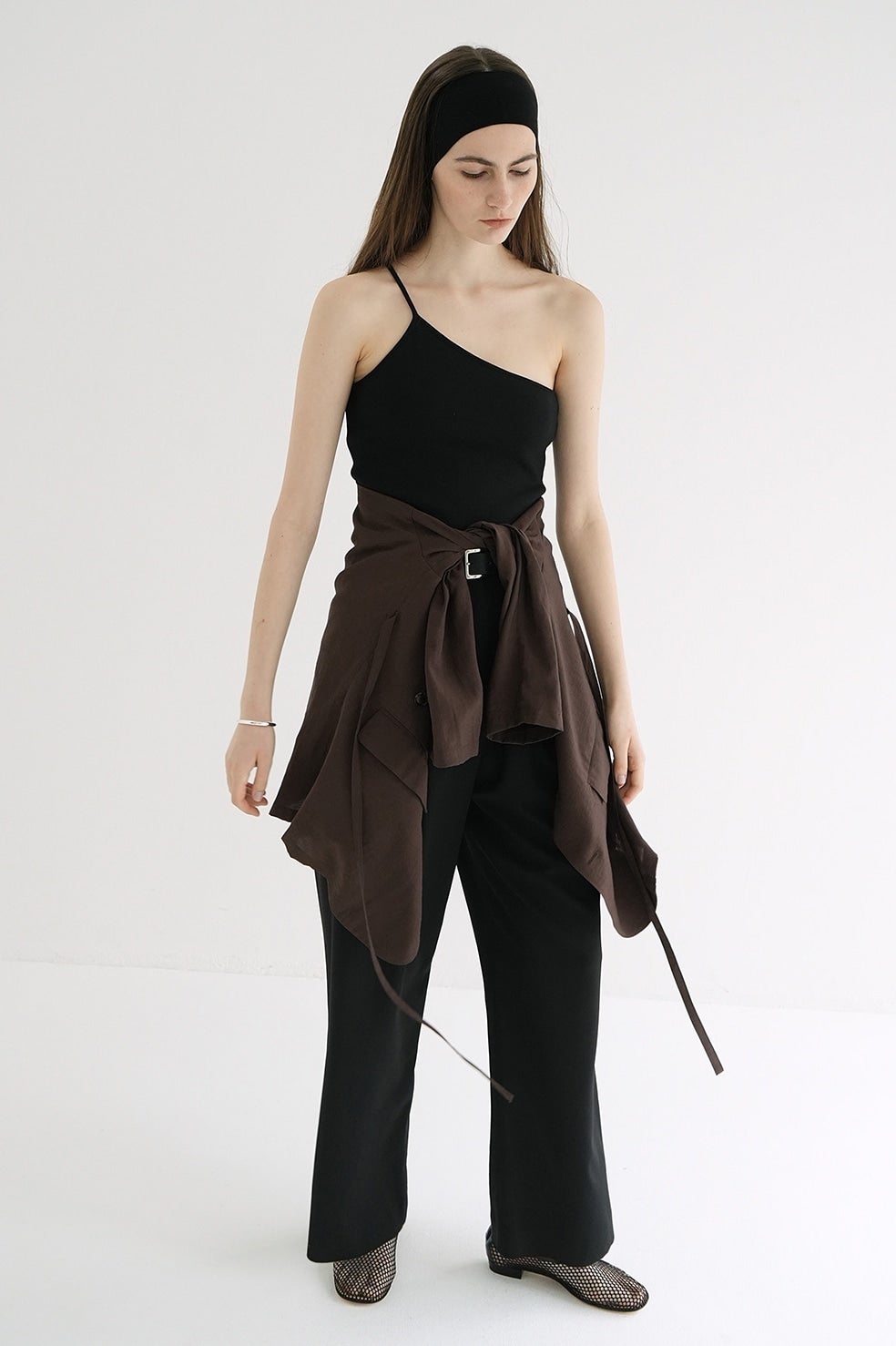 ONE SHOULDER RIB TANK TOPS
