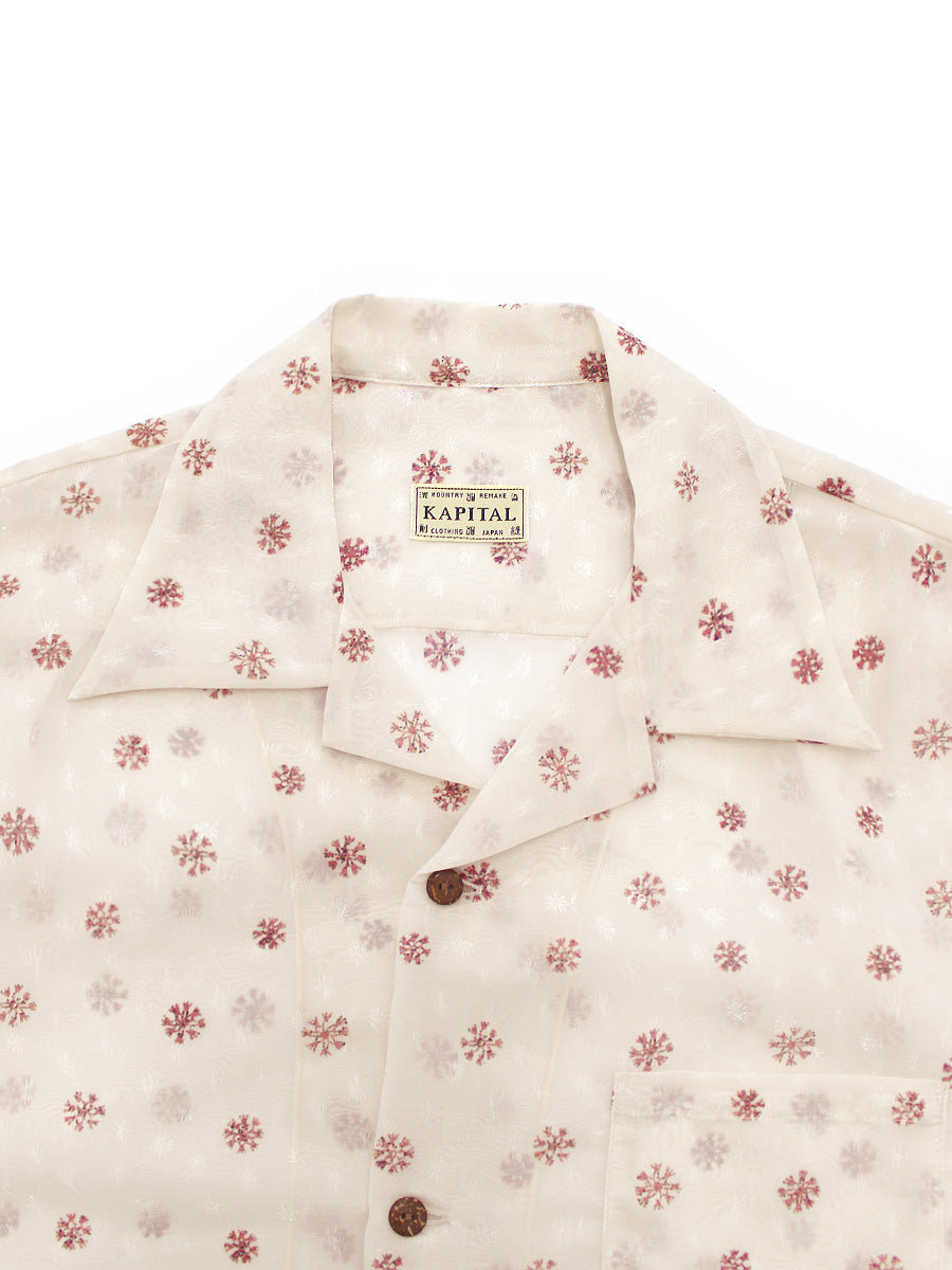 Sheer Kasuri Pattern Short Sleeve Open Collar Shirt