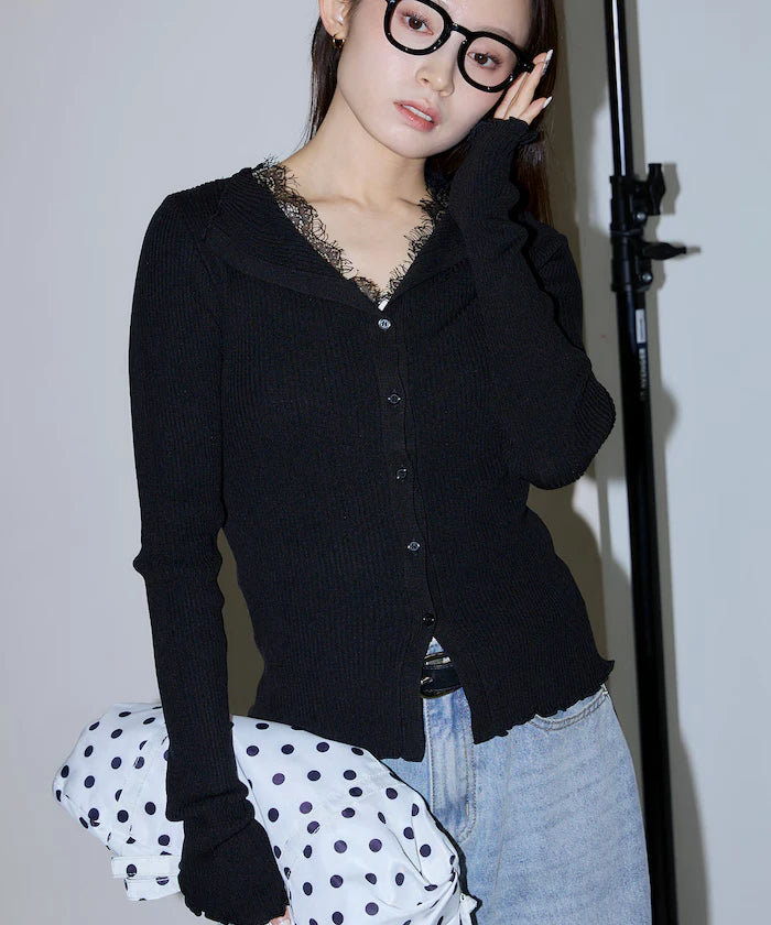 Collar Lace Mellow Layered Cardigan Limited Edition