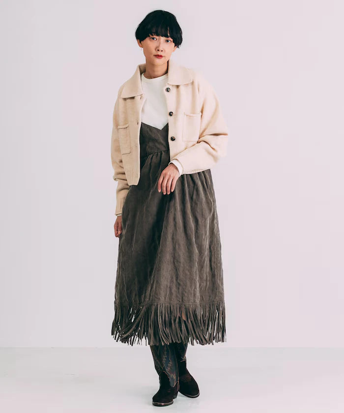 Fade-Processed Fringe Mini Dress