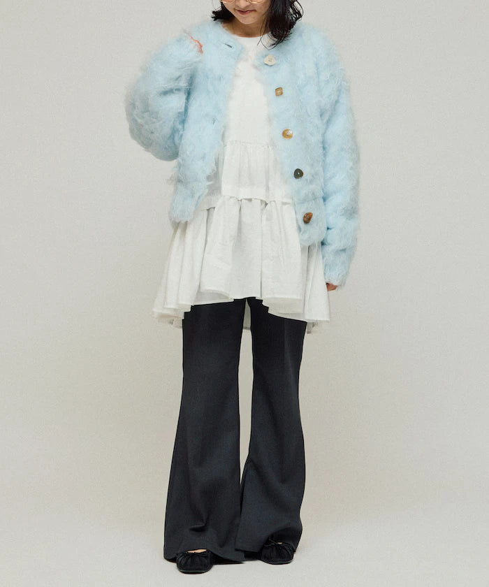 Variation Button Shaggy Knit Cardigan