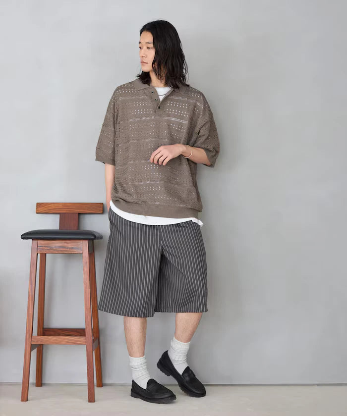 Big Silhouette Short Sleeve Knit Polo Shirt